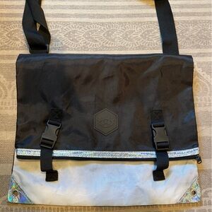 SeaWheeze race Bag - eye logo, messenger bag style, iridescent  piping detail.